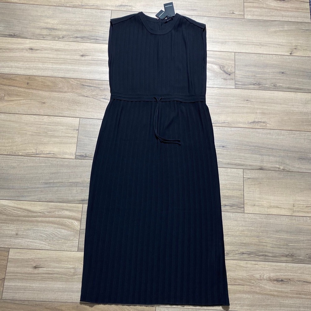 Club Monaco Womens Pleated Woven Drawstring Waist Maxi Dress Size 0‎ Black